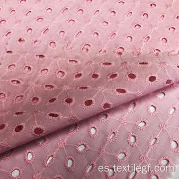Tela de algodón bordado rosa